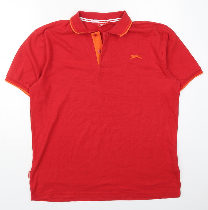 Slazenger Mens Red Polyester Polo Size XL Collared Pullover