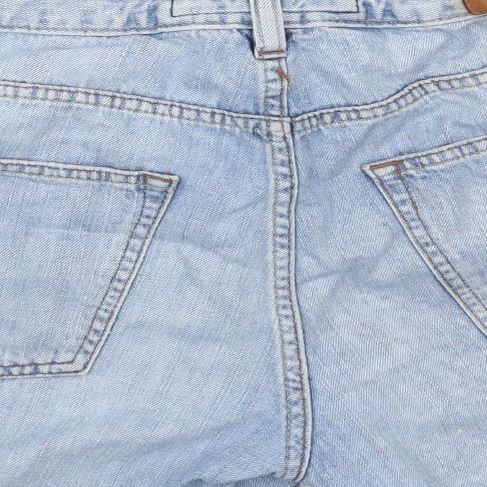 H&M Womens Blue  Cotton Mom Shorts Size 33 in L4 in Regular Button