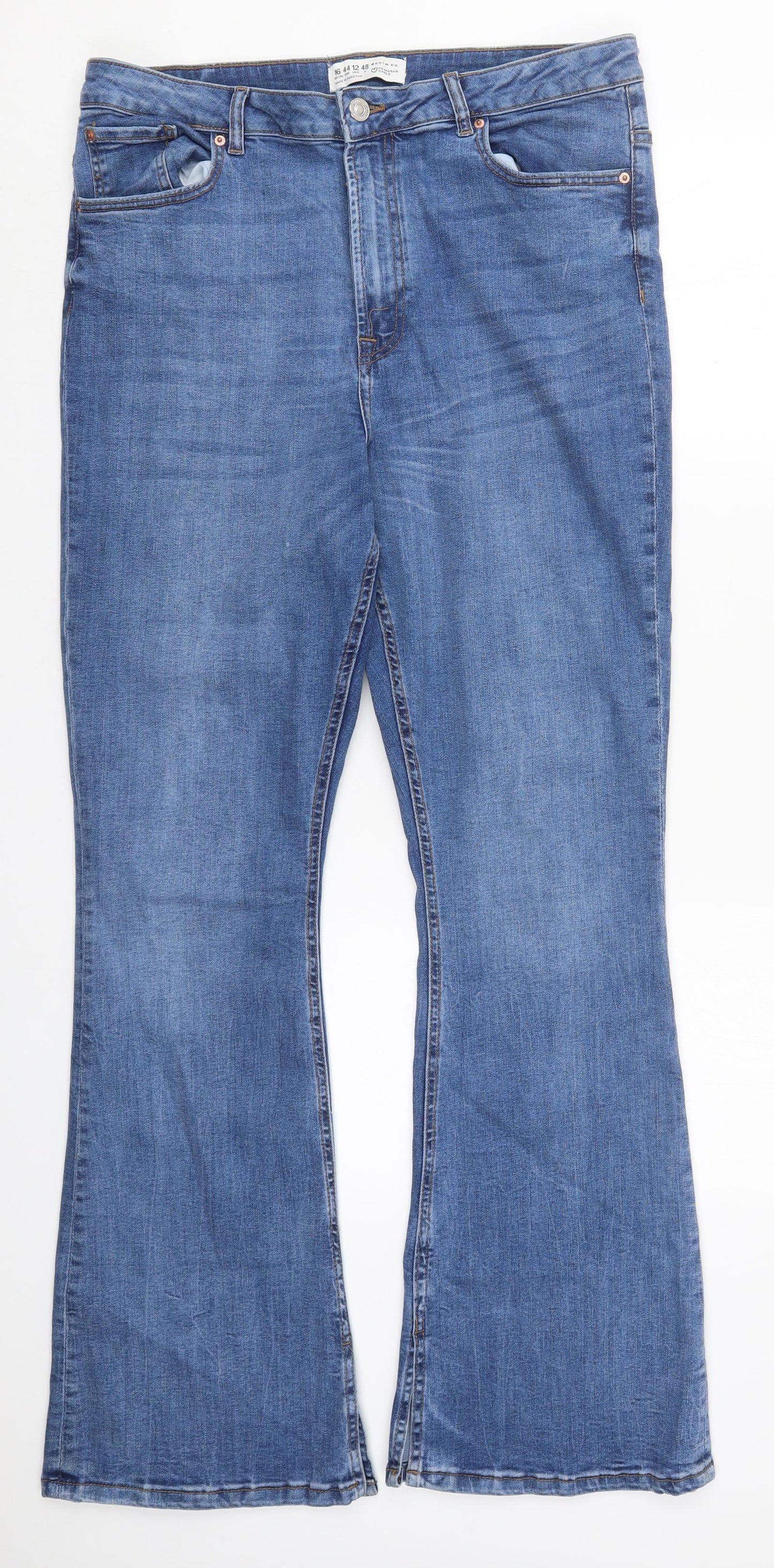 Denim Co Womens Blue  Cotton Bootcut Jeans Size 16 L32 in Regular Button