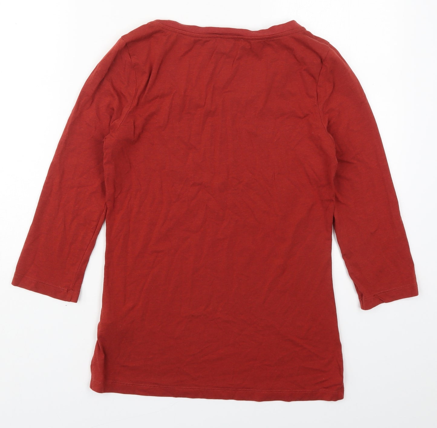 Marks and Spencer Womens Red  Cotton Basic T-Shirt Size 10 Round Neck