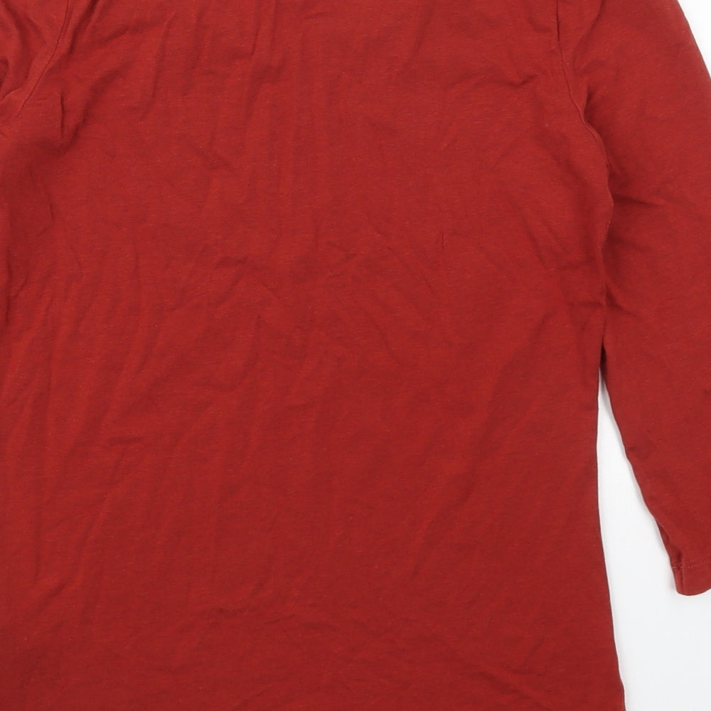 Marks and Spencer Womens Red  Cotton Basic T-Shirt Size 10 Round Neck