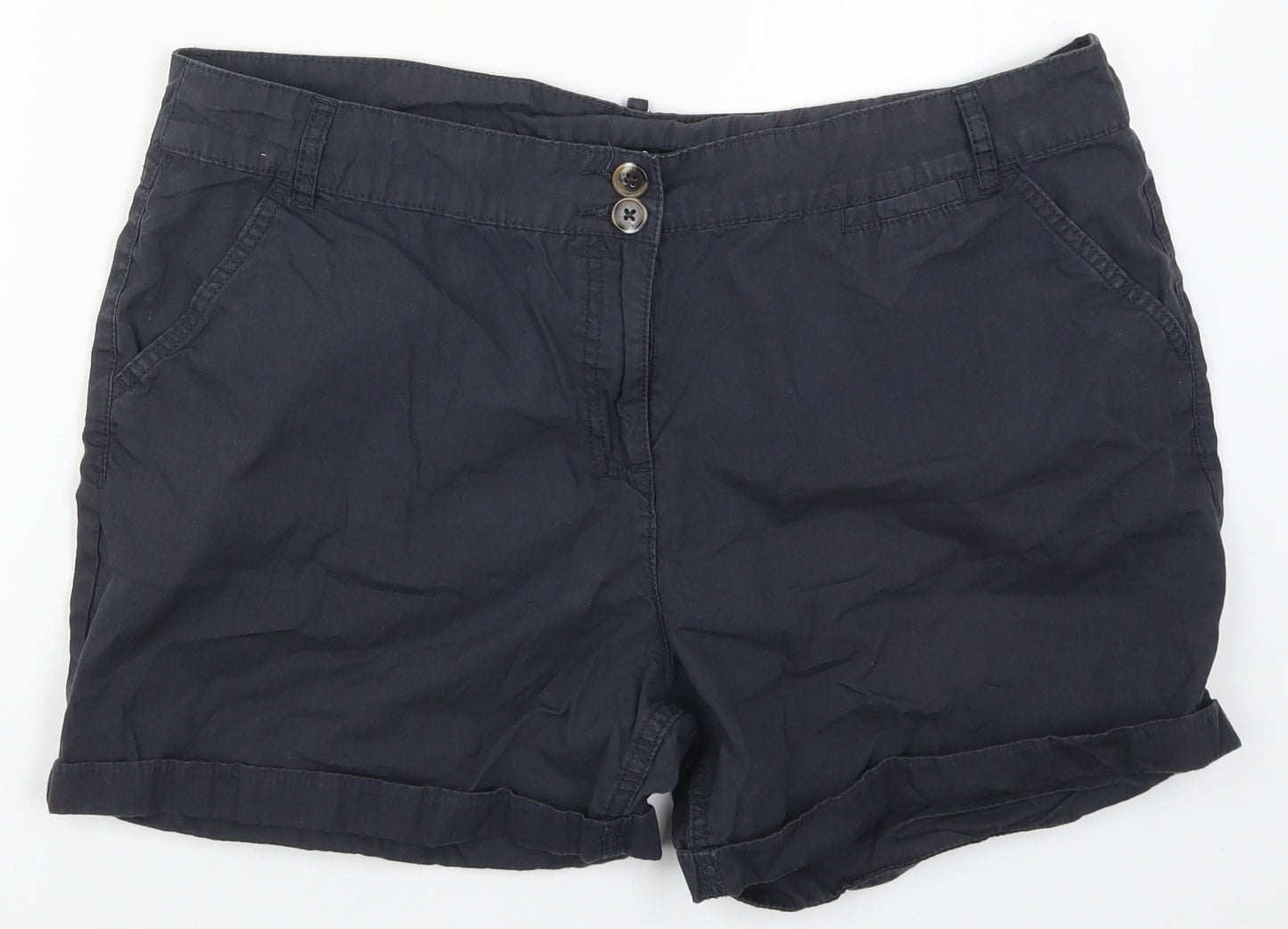 Very Womens Blue  Cotton Cargo Shorts Size 16 L4 in Regular Button