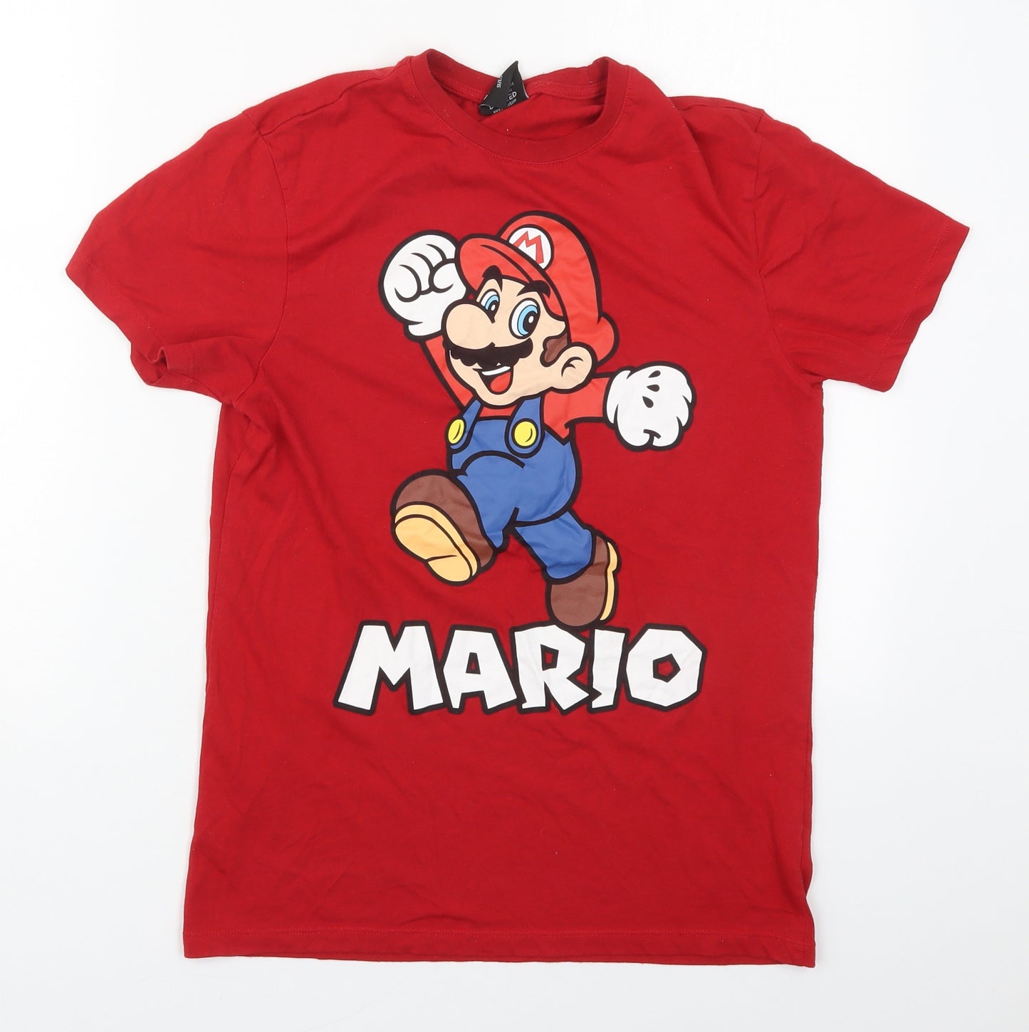 Primark Mens Red  Polyester  T-Shirt Size S Crew Neck  - Mario