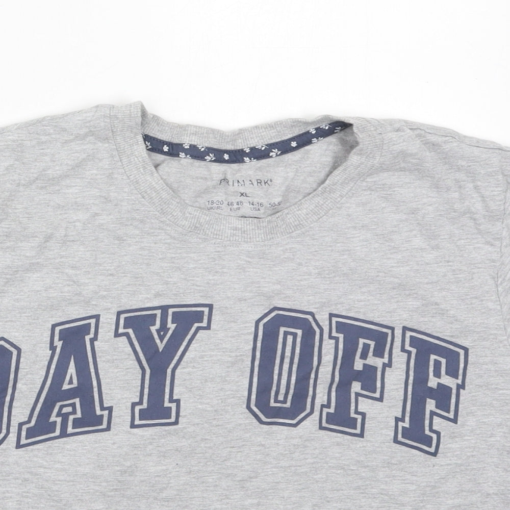 Primark Womens Grey  Cotton Top Pyjama Top Size 18   - Day Off