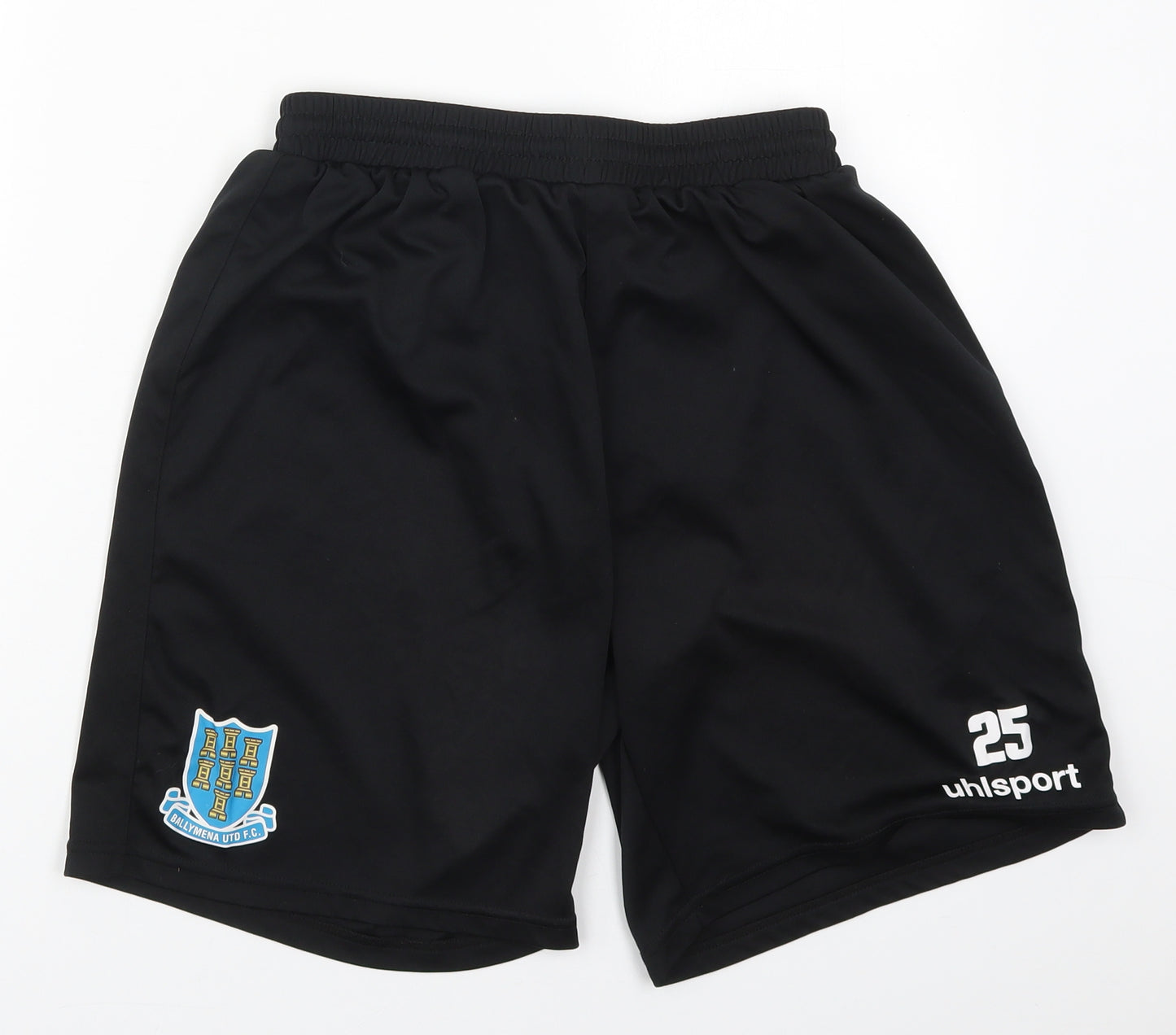 Uhlsport Mens Black  Polyester Sweat Shorts Size L L8 in Regular Drawstring - Ballymena UTD FC