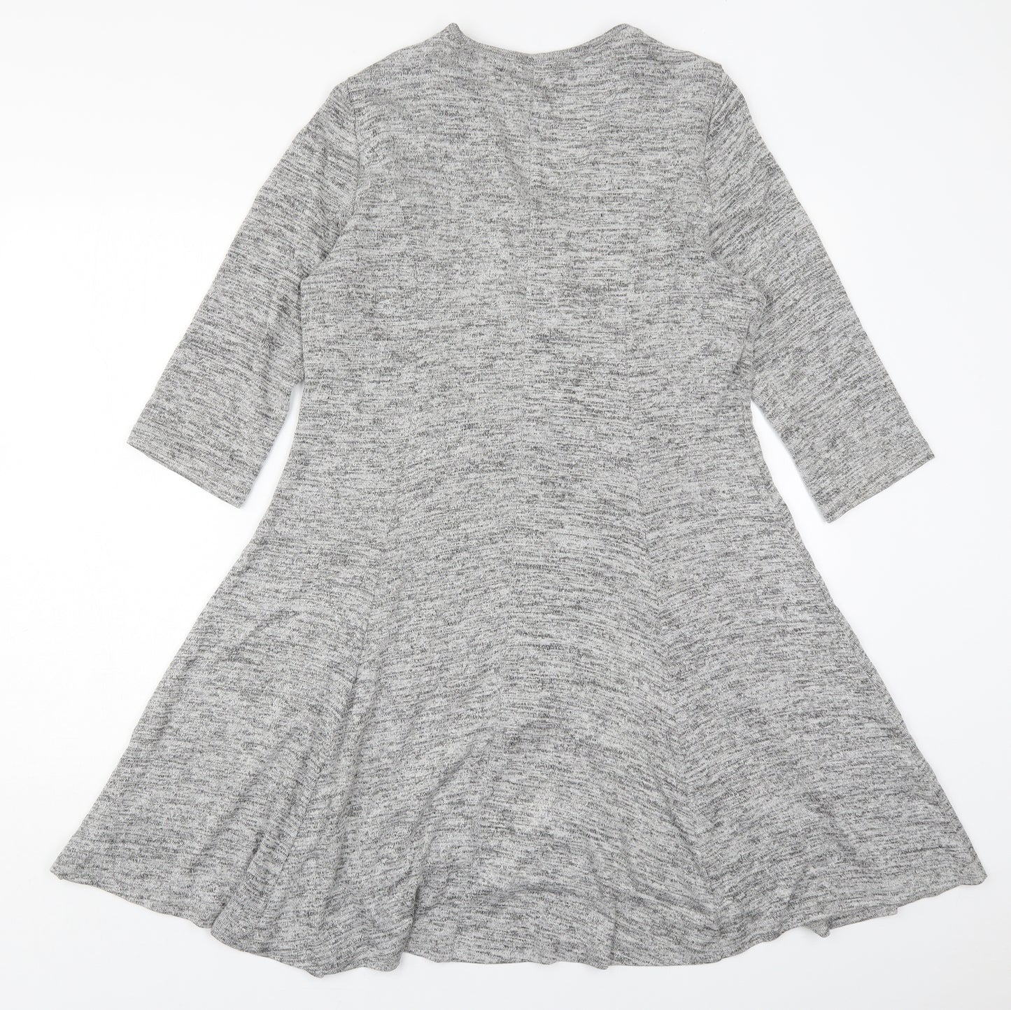 New Look Womens Grey  Viscose Skater Dress  Size 18  V-Neck Pullover
