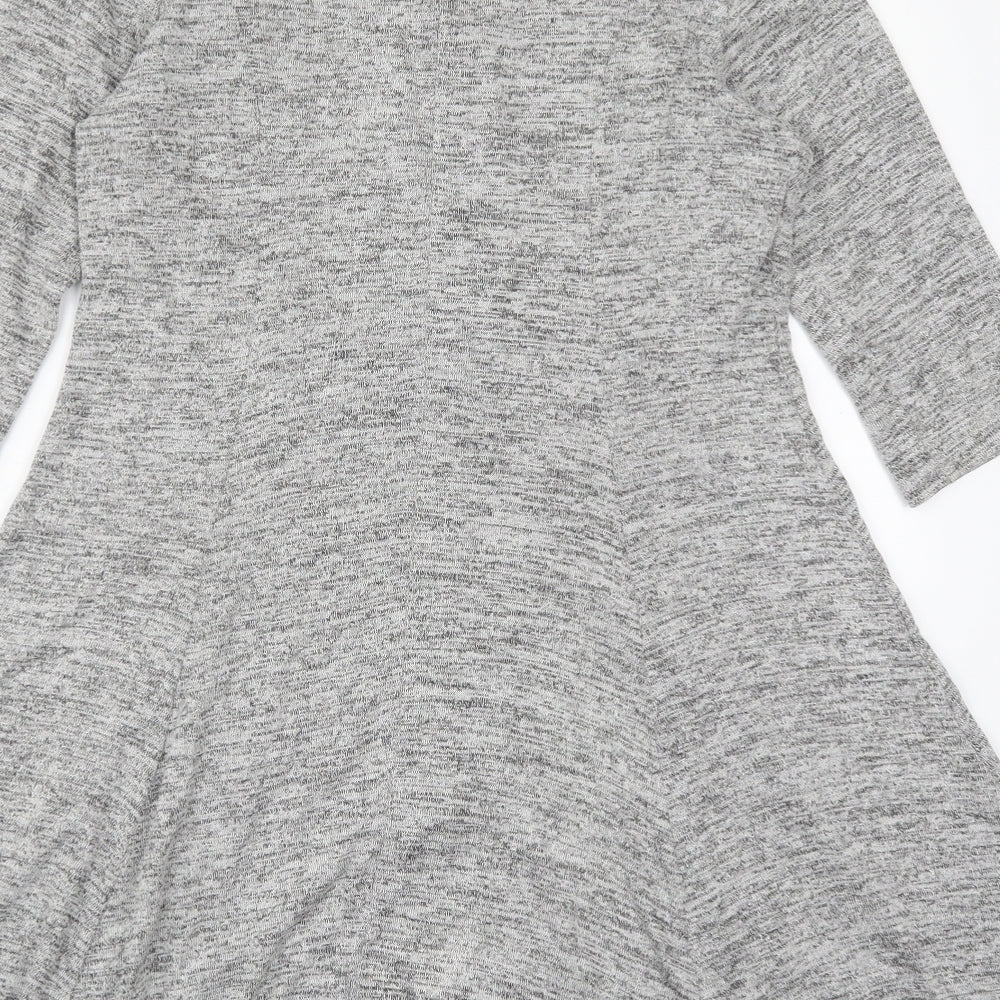 New Look Womens Grey  Viscose Skater Dress  Size 18  V-Neck Pullover