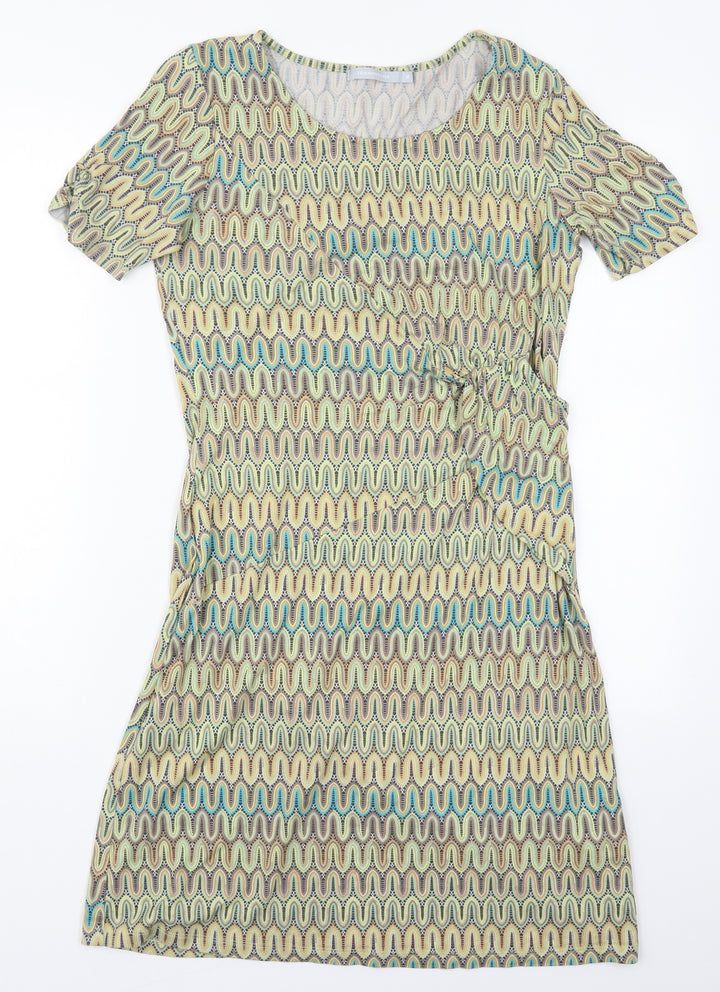 Tramontana Womens Green Geometric Viscose Pencil Dress  Size M  Round Neck Pullover