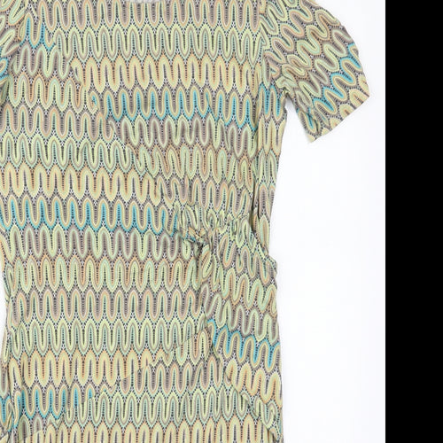 Tramontana Womens Green Geometric Viscose Pencil Dress  Size M  Round Neck Pullover
