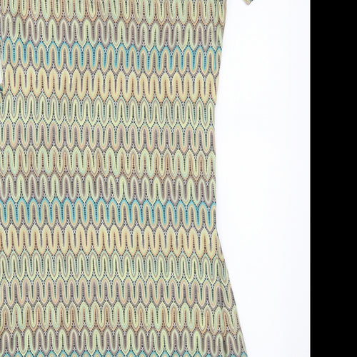 Tramontana Womens Green Geometric Viscose Pencil Dress  Size M  Round Neck Pullover