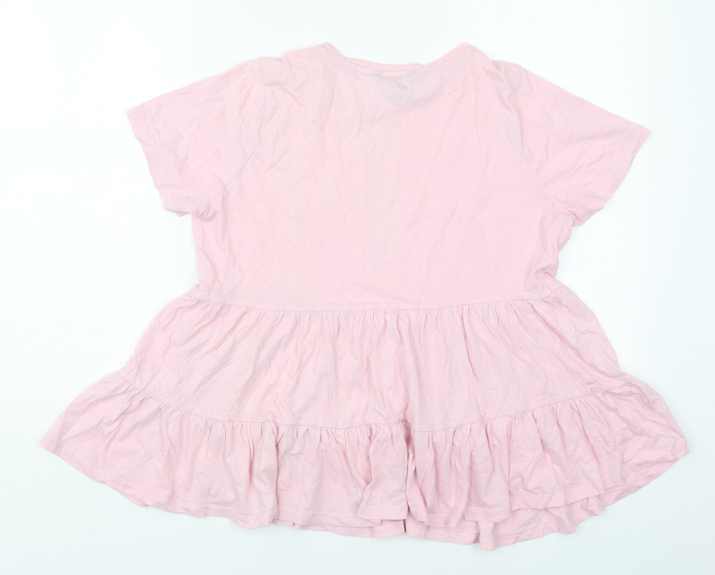 New Look Womens Pink  Cotton Basic T-Shirt Size 10 Crew Neck