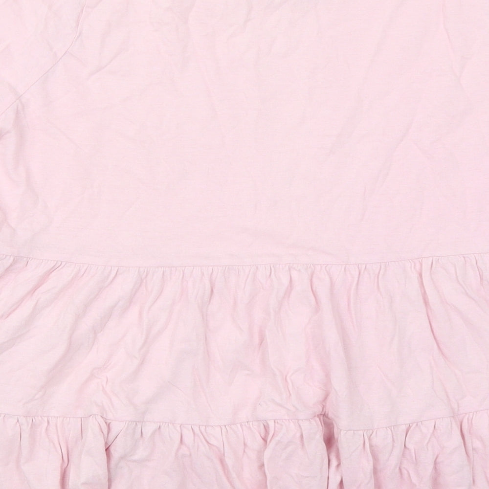 New Look Womens Pink  Cotton Basic T-Shirt Size 10 Crew Neck