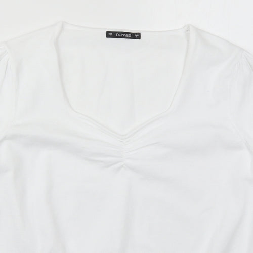 Dunnes Womens White V-Neck  Polyester Pullover Jumper Size L