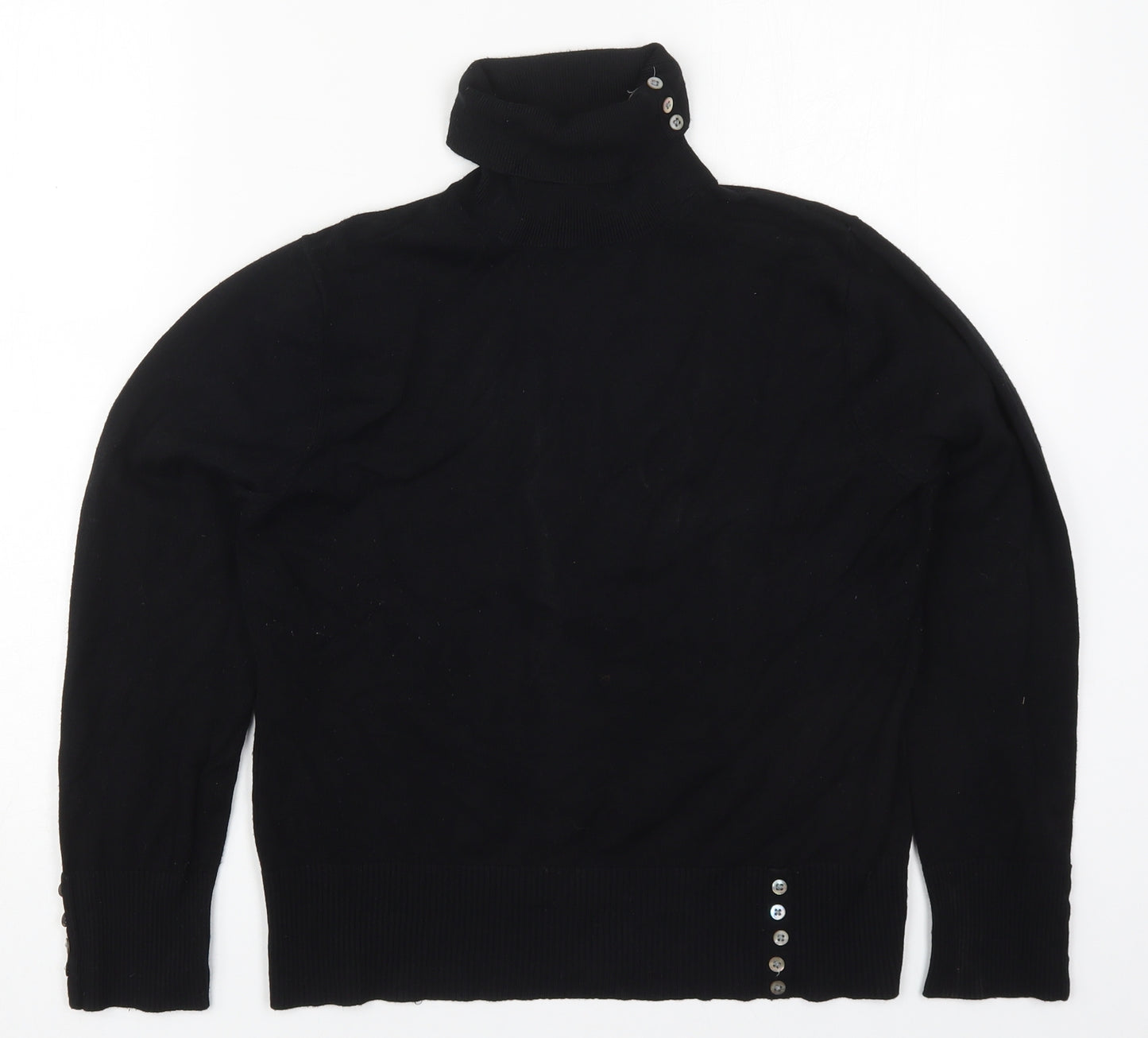 John Lewis Womens Black Roll Neck  Viscose Pullover Jumper Size 16