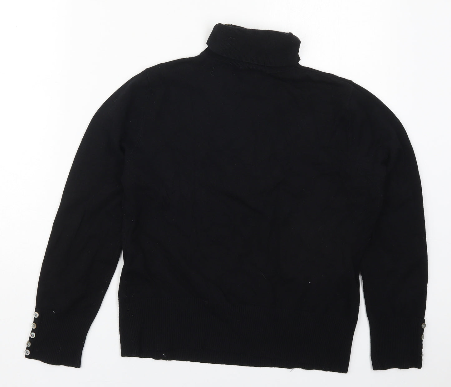 John Lewis Womens Black Roll Neck  Viscose Pullover Jumper Size 16
