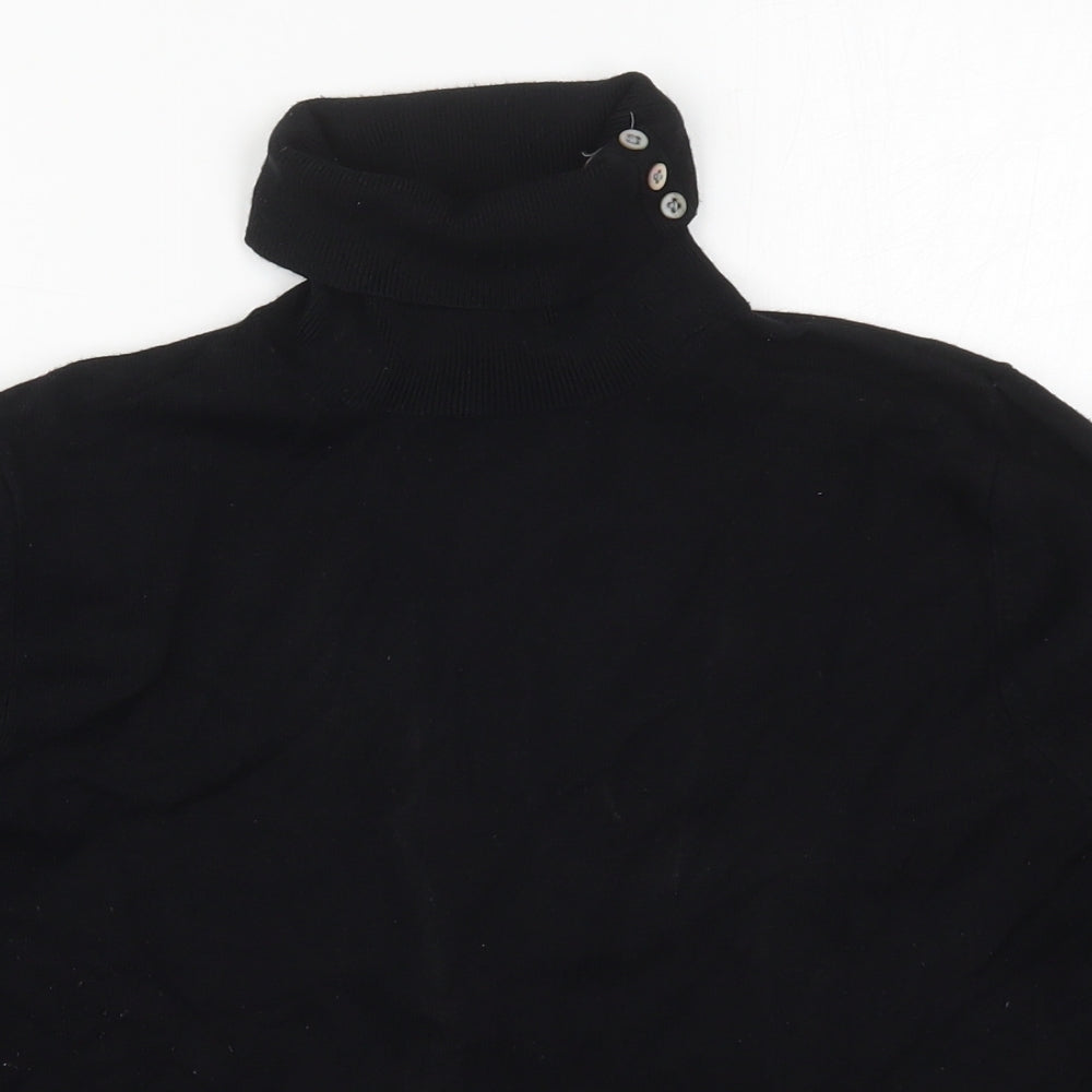 John Lewis Womens Black Roll Neck  Viscose Pullover Jumper Size 16