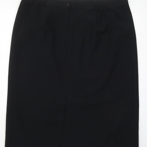 Marks and Spencer Womens Black  Polyester Straight & Pencil Skirt Size 22   Zip
