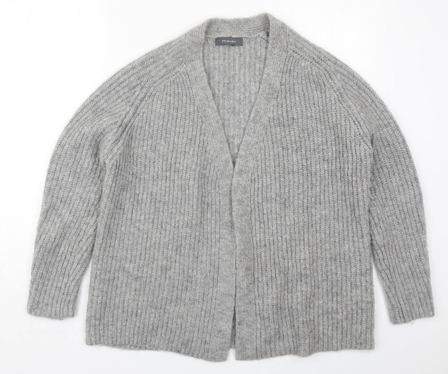 Primark Womens Grey V-Neck  Acrylic Cardigan Jumper Size 10