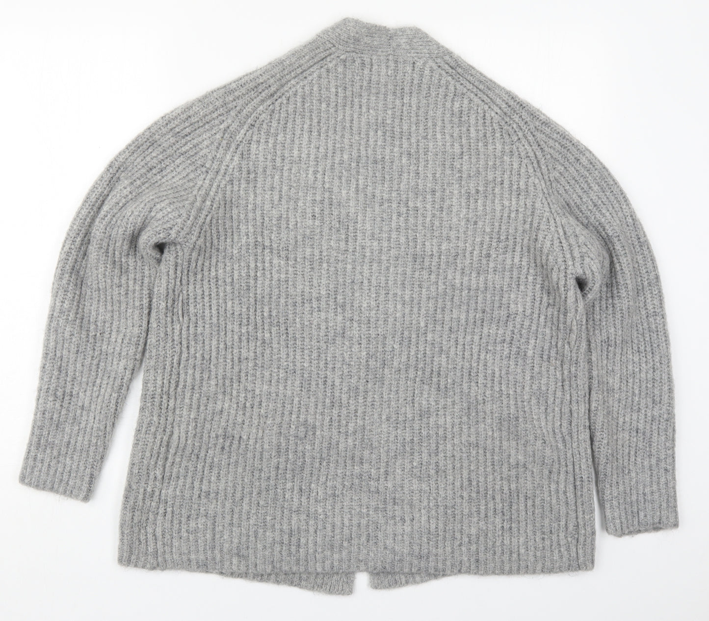 Primark Womens Grey V-Neck  Acrylic Cardigan Jumper Size 10
