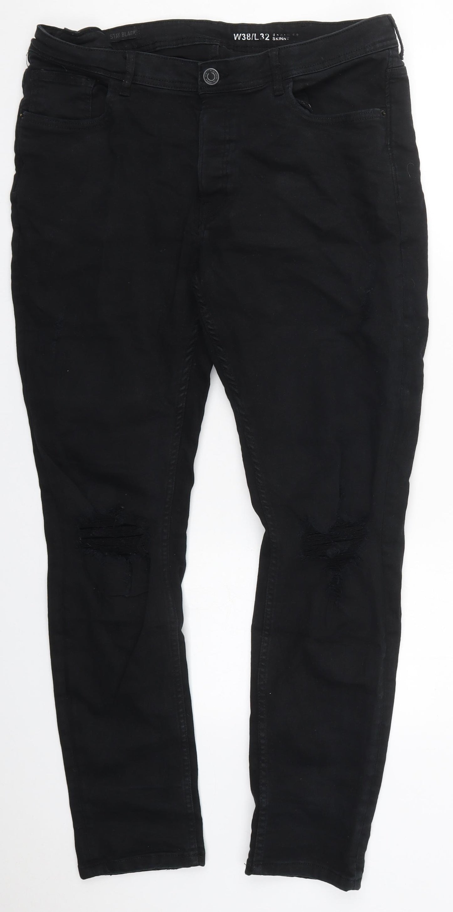Denim Co Mens Black  Cotton Skinny Jeans Size 38 L30 in Regular Button