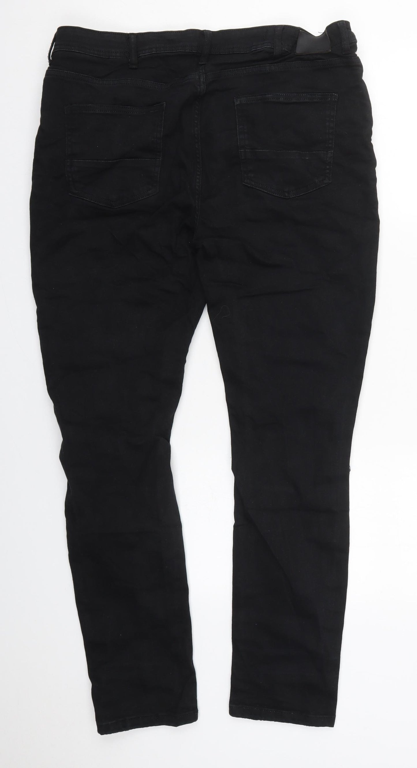 Denim Co Mens Black  Cotton Skinny Jeans Size 38 L30 in Regular Button