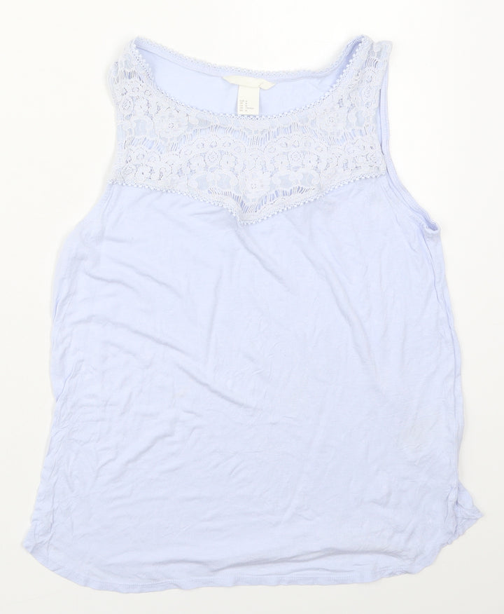 H&M Womens Blue Viscose Basic Tank Size M Round Neck