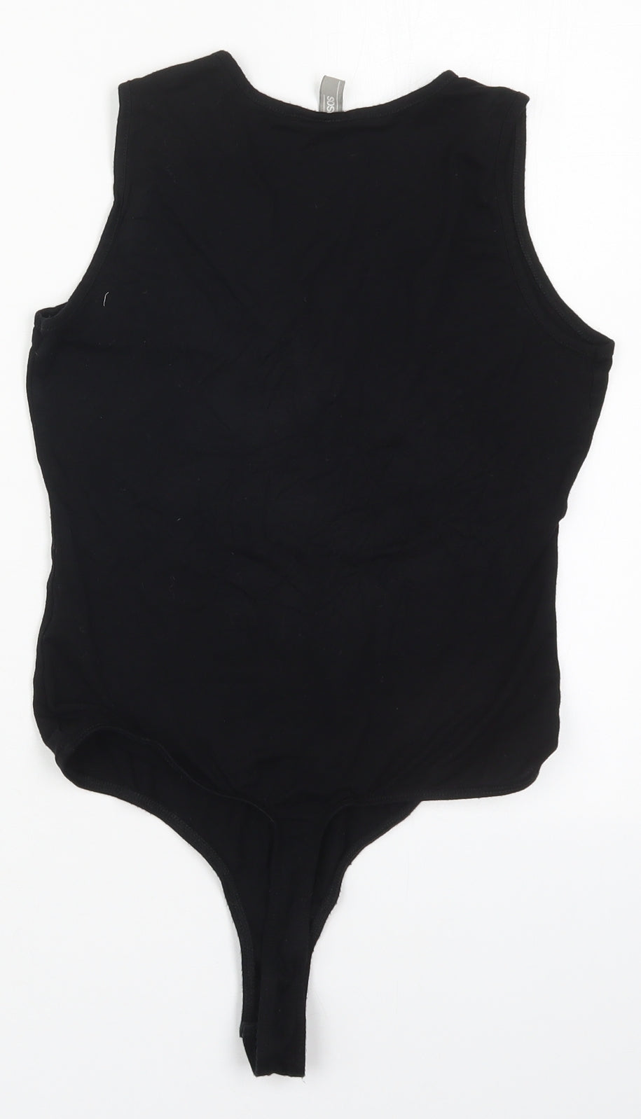 ASOS Womens Black  Viscose Bodysuit One-Piece Size 12  Button