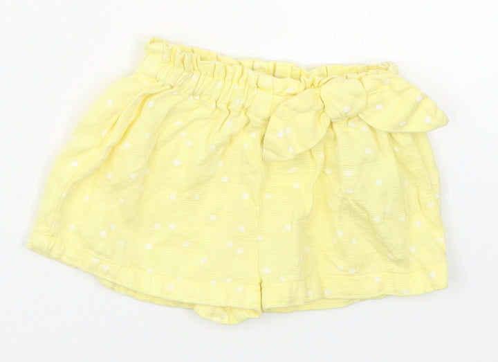 Zara Girls Yellow Polka Dot Polyester Cropped Trousers Size 9-12 Months - Shorts
