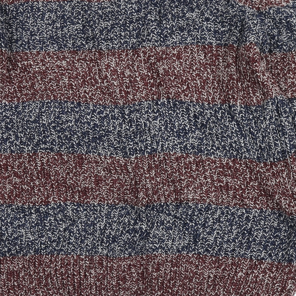 Cedar Wood State Mens Blue Round Neck Striped Acrylic Pullover Jumper Size S