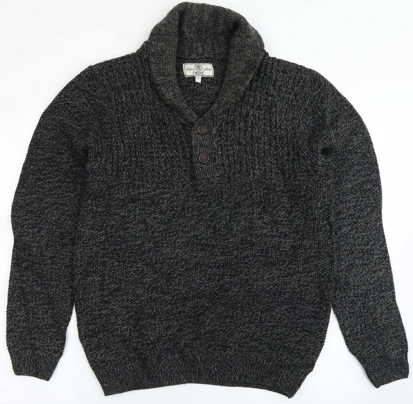 NEXT Mens Grey V-Neck  Acrylic Pullover Jumper Size M