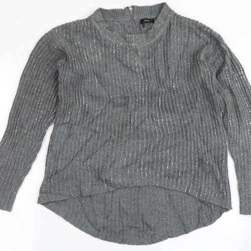 Dex Womens Grey Round Neck  Acrylic Pullover Jumper Size XS