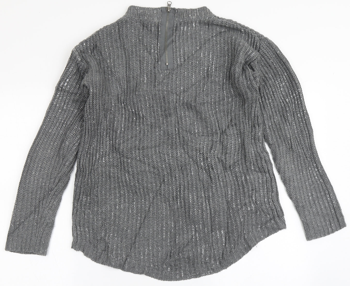Dex Womens Grey Round Neck  Acrylic Pullover Jumper Size XS