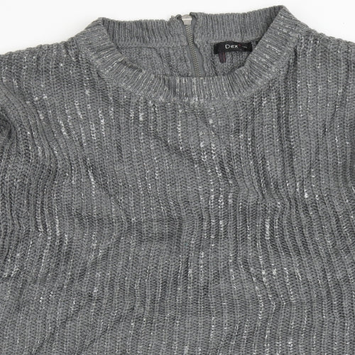 Dex Womens Grey Round Neck  Acrylic Pullover Jumper Size XS