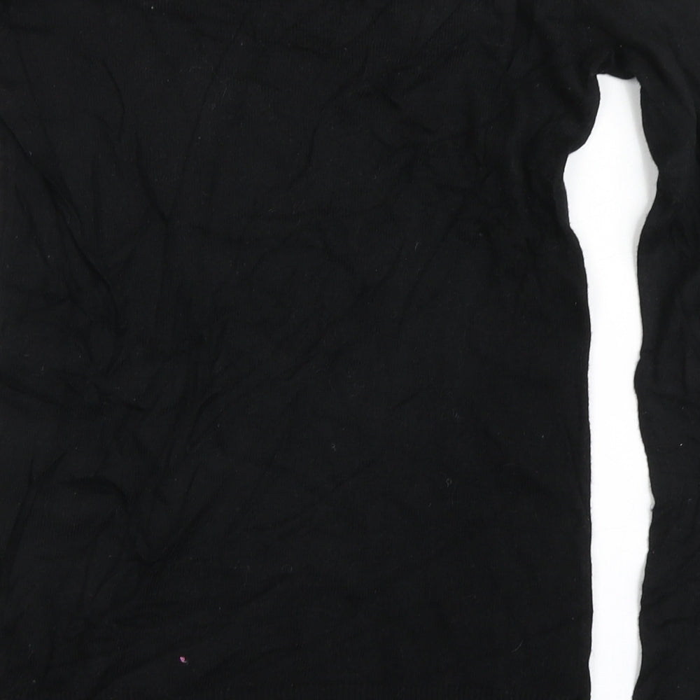 Oasis Womens Black Round Neck  Viscose Pullover Jumper Size XS