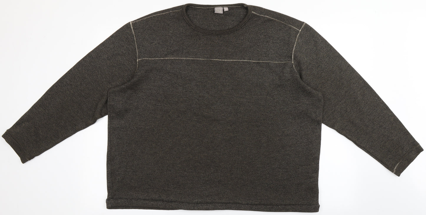 TU Mens Brown  Polyester  T-Shirt Size XL Round Neck