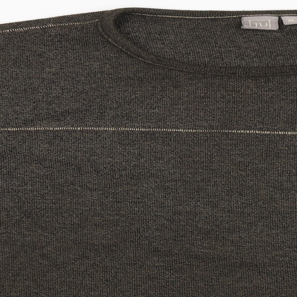 TU Mens Brown  Polyester  T-Shirt Size XL Round Neck