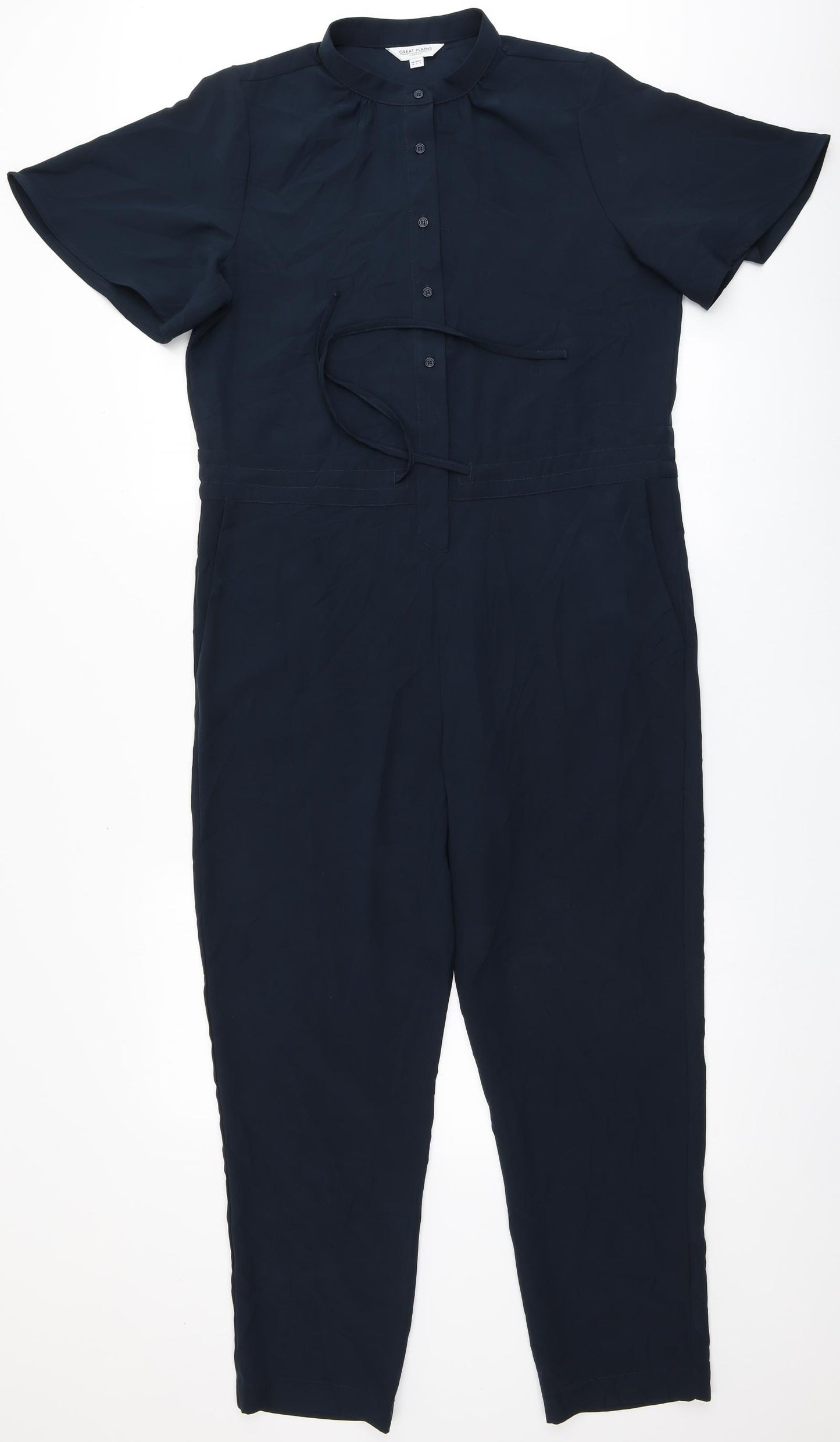 Great Plains Womens Blue  Polyester Jumpsuit One-Piece Size 10 L26 in Button