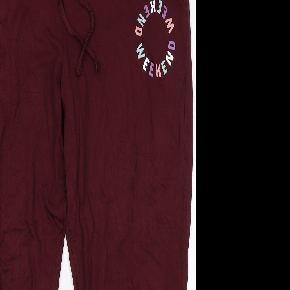 TU Womens Red  Cotton Jogger Trousers Size 18 L27.5 in Regular Drawstring - Weekend