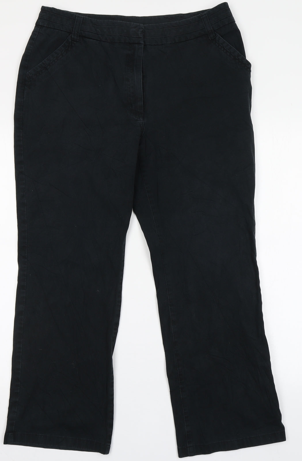 Marks and Spencer Womens Blue  Cotton Trousers  Size 16 L27 in Regular