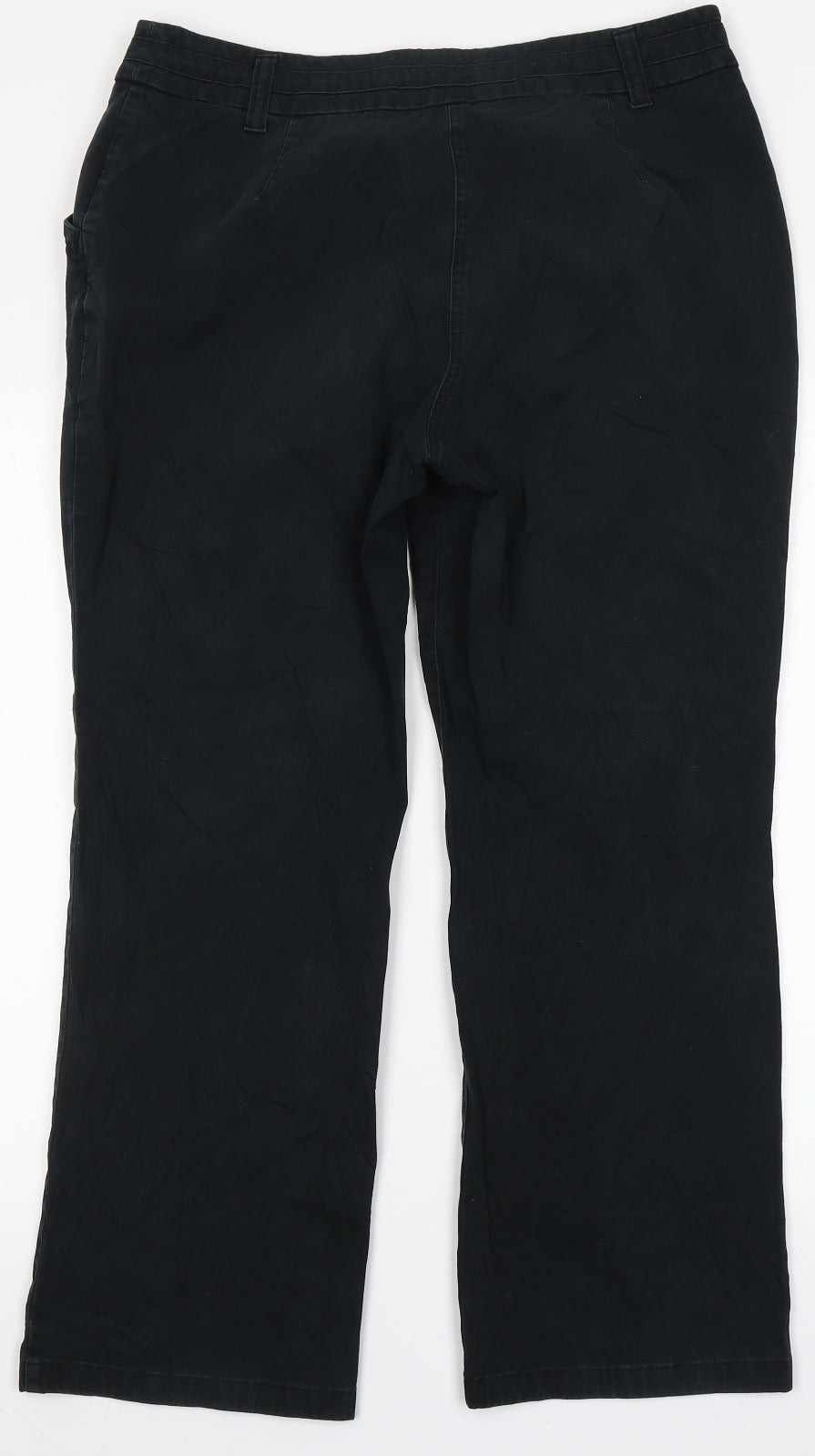 Marks and Spencer Womens Blue  Cotton Trousers  Size 16 L27 in Regular