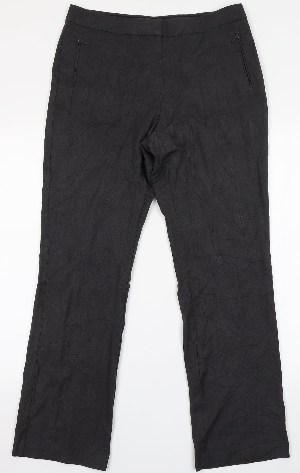 Marks and Spencer Womens Grey  Viscose Trousers  Size 12 L30 in Regular Button