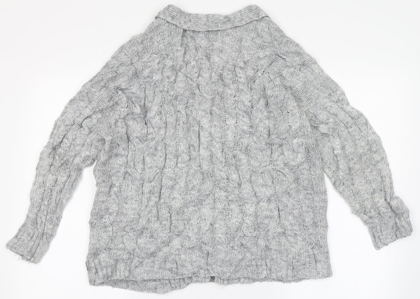 Primark Womens Grey V-Neck  Acrylic Cardigan Jumper Size XS