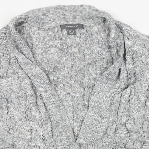 Primark Womens Grey V-Neck  Acrylic Cardigan Jumper Size XS