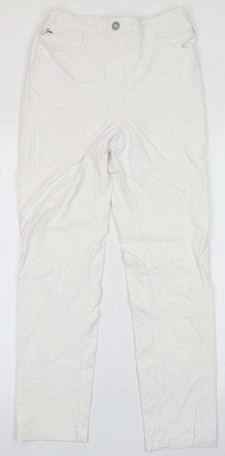 Preworn Womens White  Viscose Trousers  Size 12 L27 in Regular