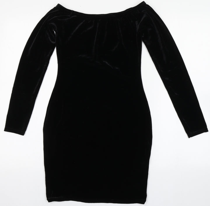 Missguided Womens Black Polyester Bodycon Size 10 Round Neck