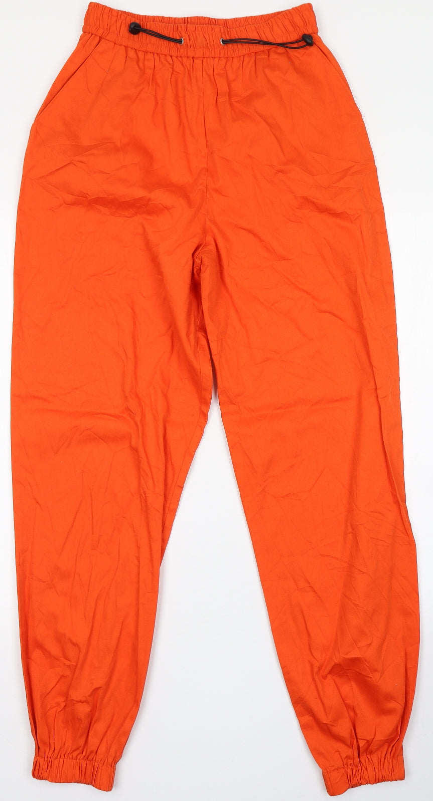 COLLUSION Womens Orange  Cotton Jogger Trousers Size 12 L30 in Regular Drawstring