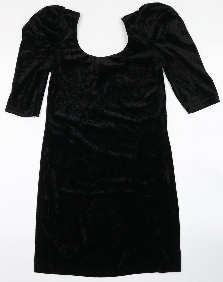 Divided Womens Black Polyester Bodycon Size 8 Round Neck