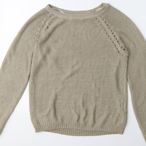 Colours of The World Womens Beige Round Neck  Polyester Pullover Jumper Size M