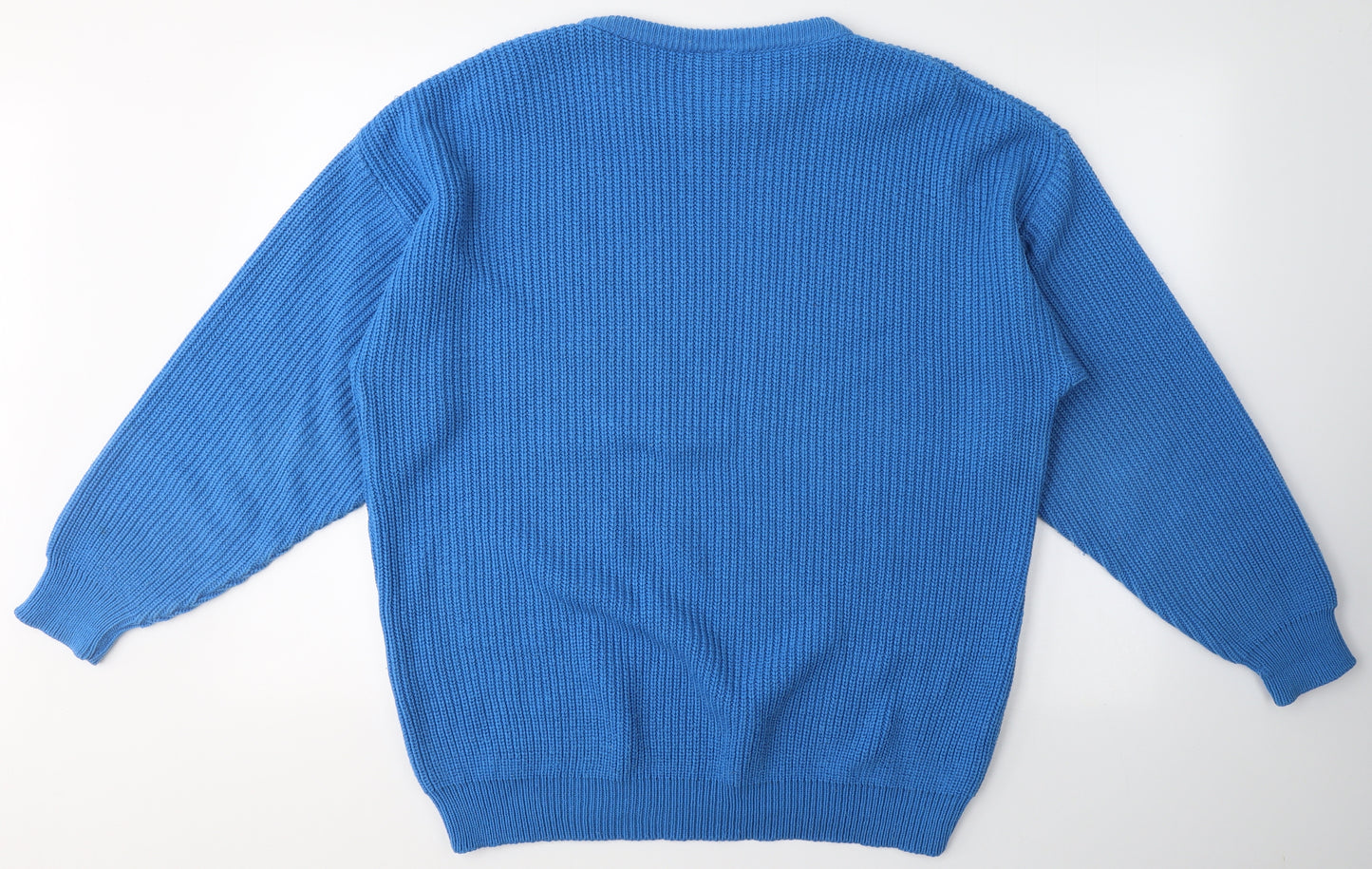 Classic Mens Blue Round Neck  Acrylic Pullover Jumper Size L