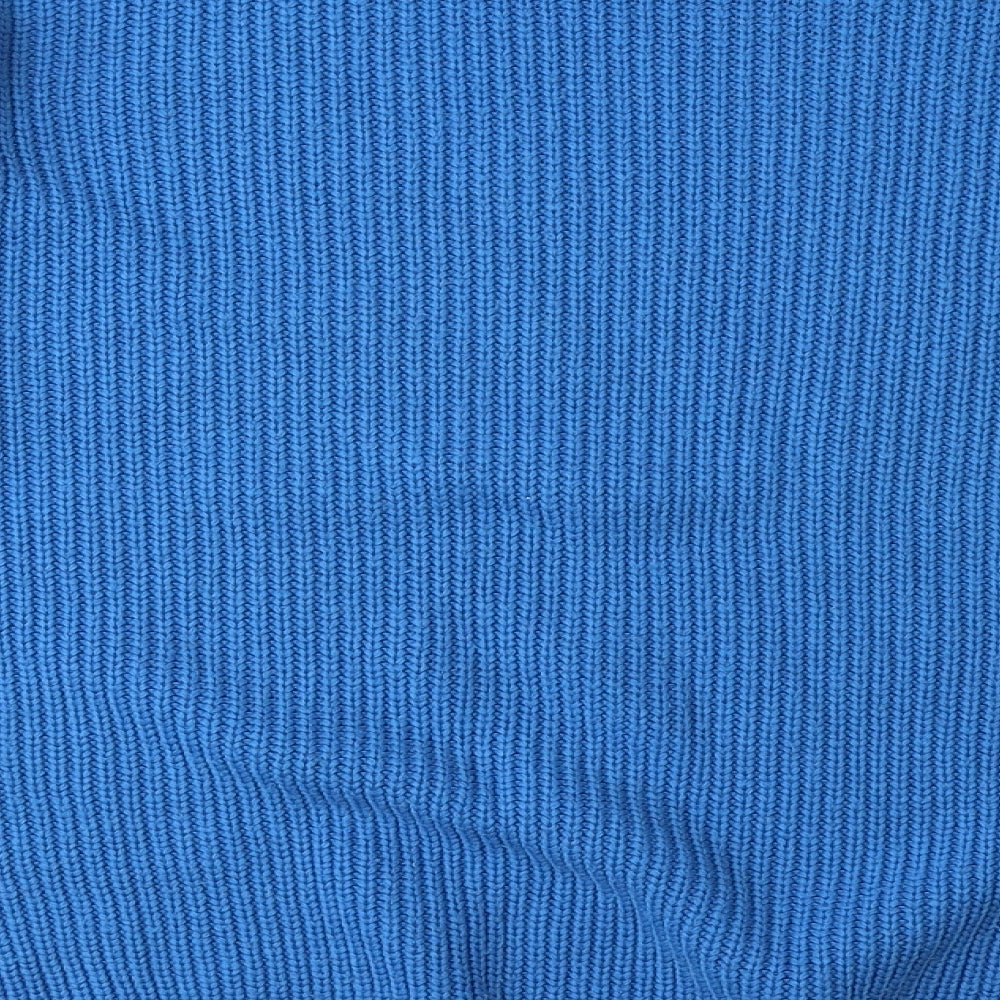 Classic Mens Blue Round Neck  Acrylic Pullover Jumper Size L